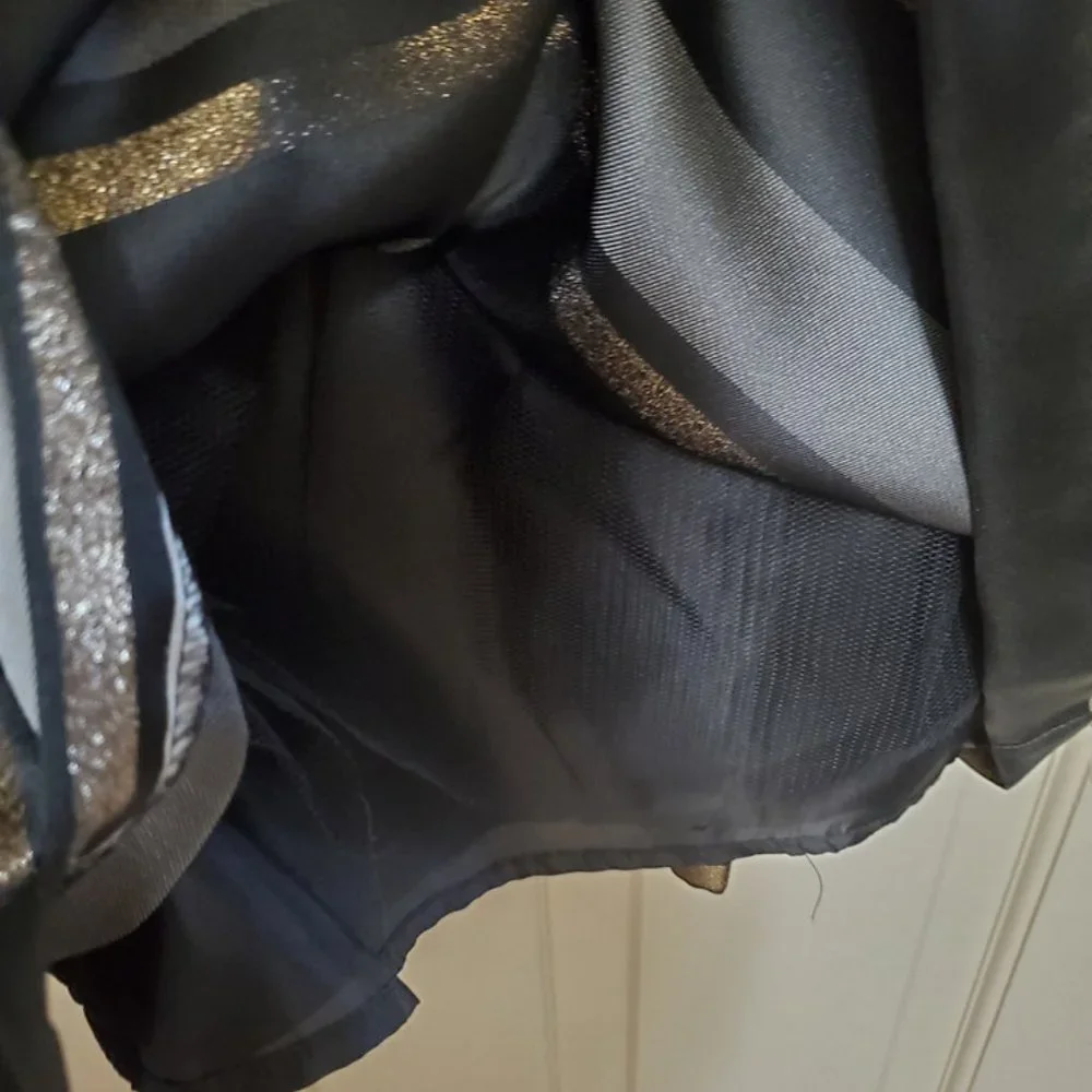 Women Jessica Howard 10 Cocktail Dress Black w/Striped Skirt Belt Beautiful NWT - Picture 10 of 10